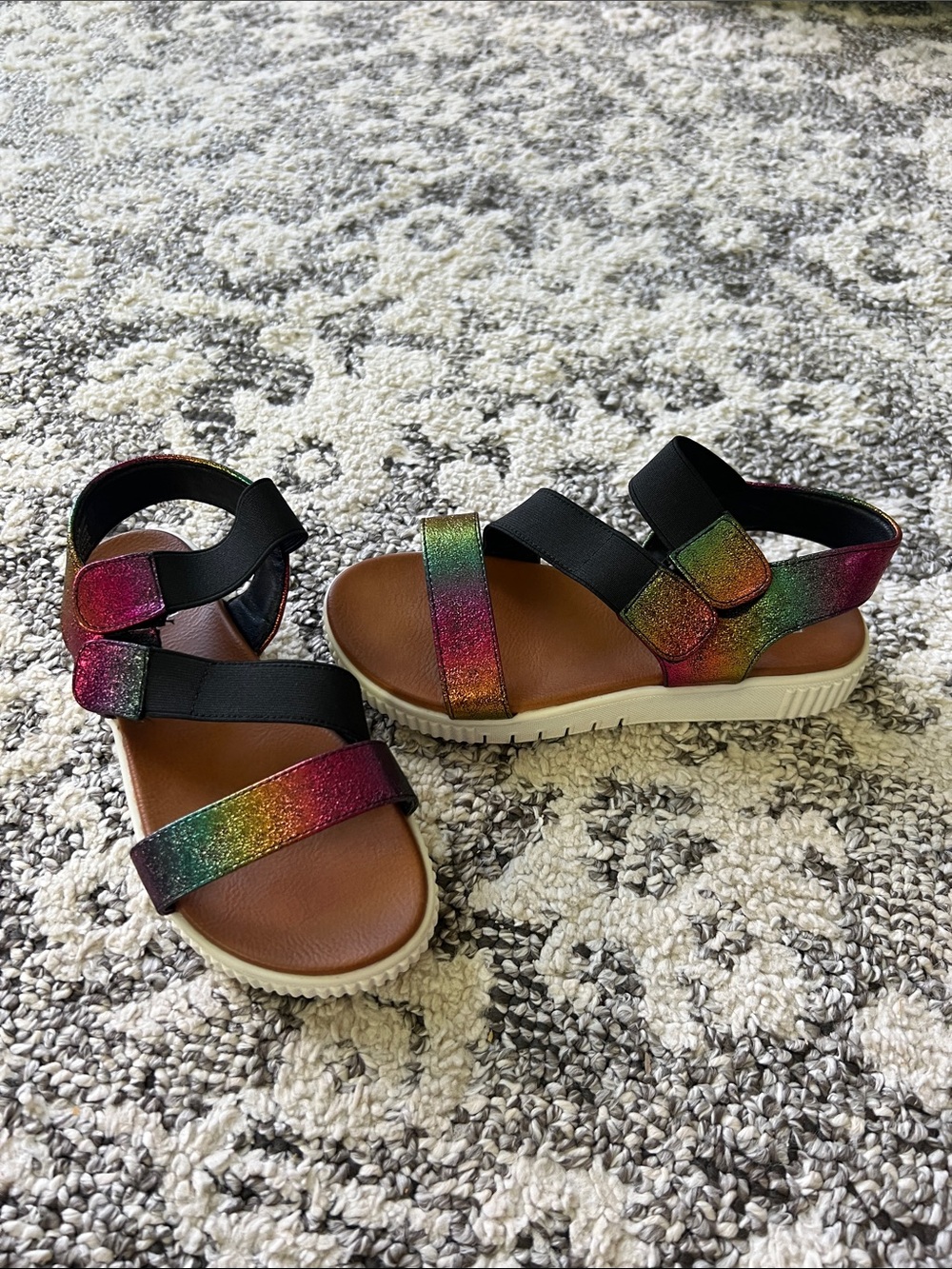 Bundle 3 pairs and get offer $20 MIA Kids Rainbow Glitter Sandals with Black Str